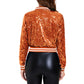 Anna-Kaci Women's Sparkly Sequin Cropped Jacket Long Sleeve Zipper Up Party Club Bomber Jacket