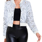 Anna-Kaci Women's Sparkly Sequin Cropped Jacket Long Sleeve Zipper Up Party Club Bomber Jacket