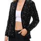 Anna-Kaci Women's Sparkly Sequin Cardigan Long Sleeve Open Front Glitter Party Sequin Blazer Jacket