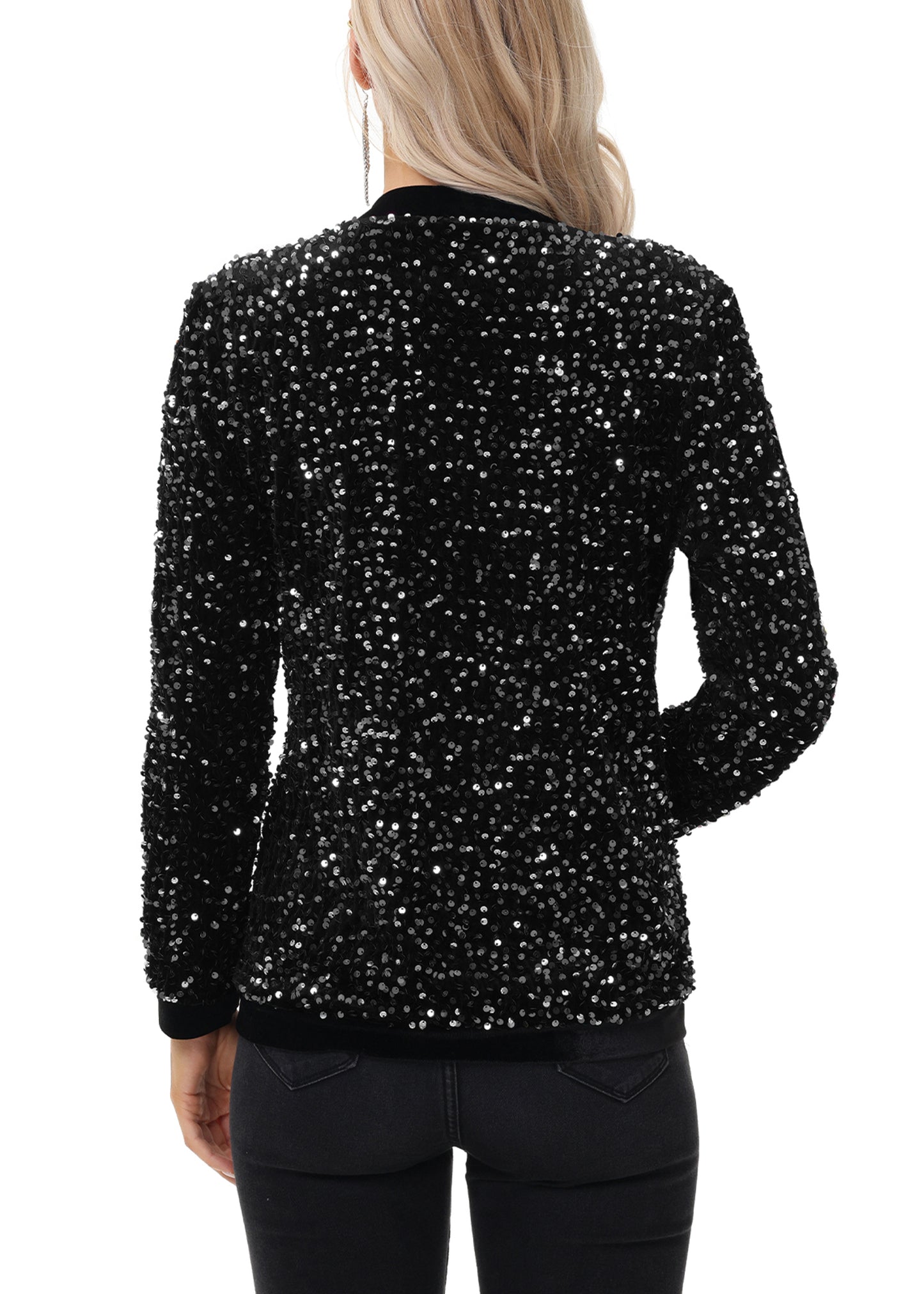 Anna-Kaci Women's Sparkly Sequin Cardigan Long Sleeve Open Front Glitter Party Sequin Blazer Jacket