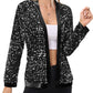 Anna-Kaci Women's Sparkly Sequin Cardigan Long Sleeve Open Front Glitter Party Sequin Blazer Jacket