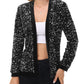 Anna-Kaci Women's Sparkly Sequin Cardigan Long Sleeve Open Front Glitter Party Sequin Blazer Jacket