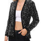 Anna-Kaci Women's Sparkly Sequin Cardigan Long Sleeve Open Front Glitter Party Sequin Blazer Jacket