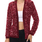 Anna-Kaci Women's Sparkly Sequin Cardigan Long Sleeve Open Front Glitter Party Sequin Blazer Jacket