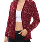 Anna-Kaci Women's Sparkly Sequin Cardigan Long Sleeve Open Front Glitter Party Sequin Blazer Jacket