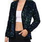 Anna-Kaci Women's Sparkly Sequin Cardigan Long Sleeve Open Front Glitter Party Sequin Blazer Jacket