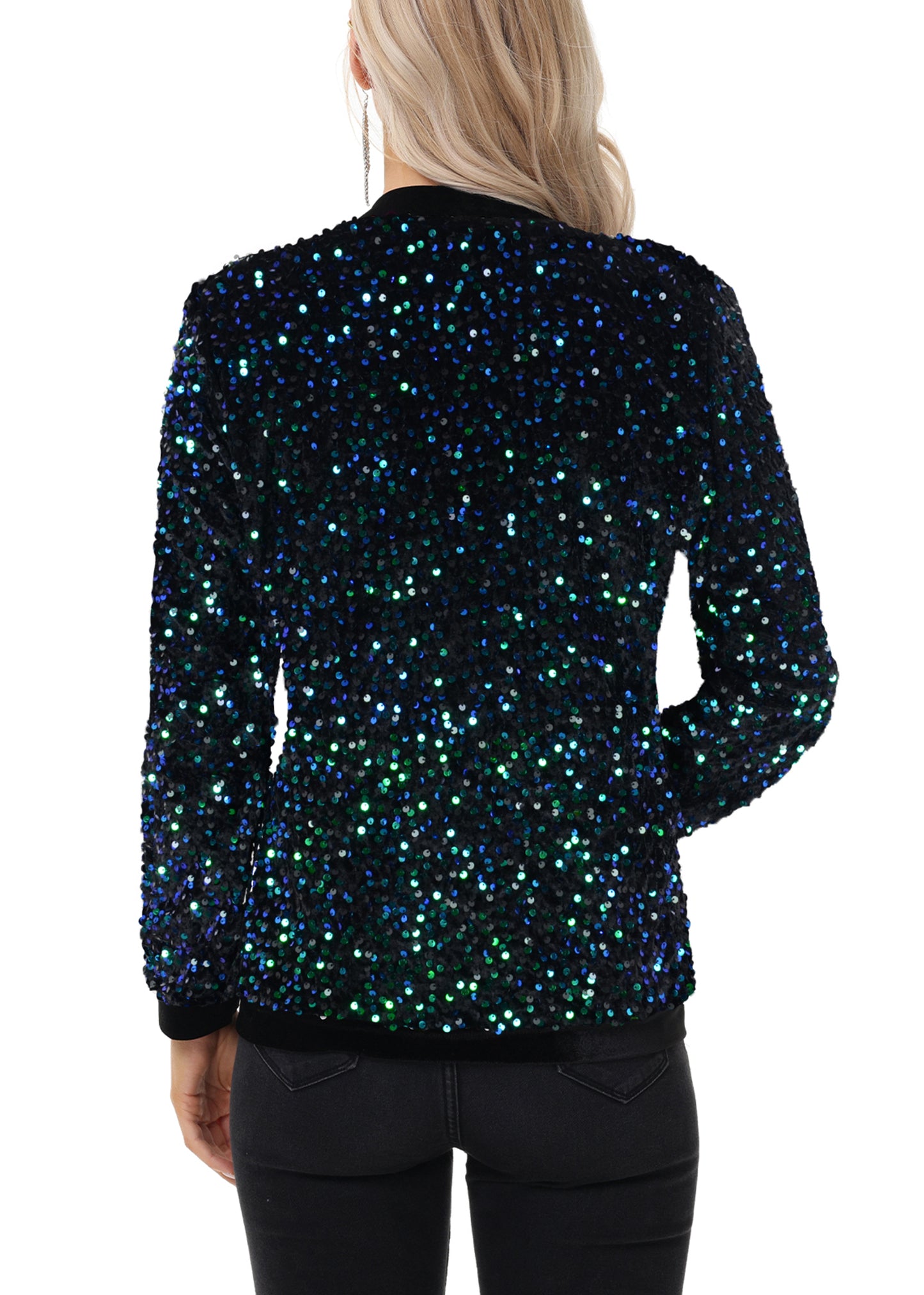 Anna-Kaci Women's Sparkly Sequin Cardigan Long Sleeve Open Front Glitter Party Sequin Blazer Jacket