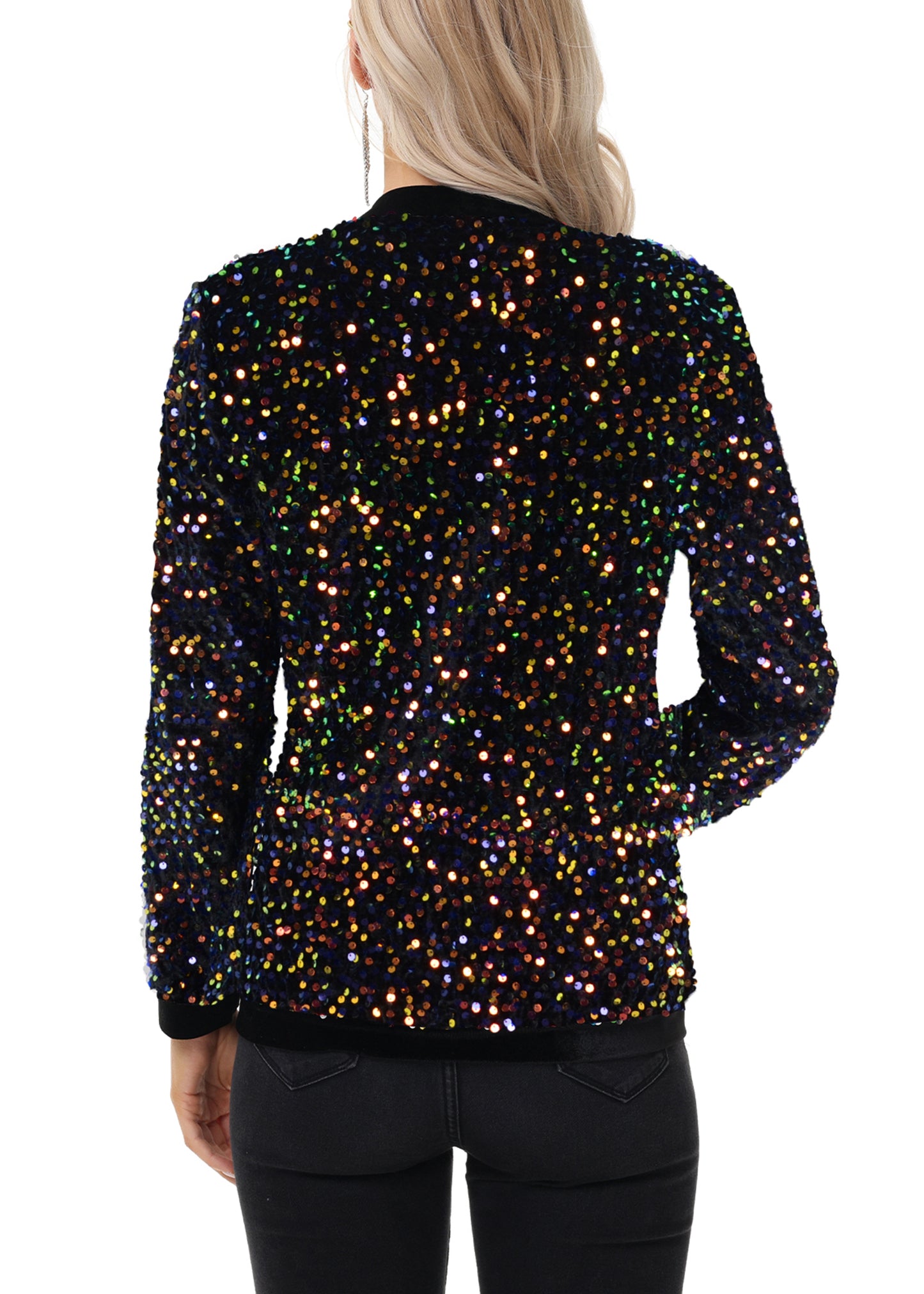 Anna-Kaci Women's Sparkly Sequin Cardigan Long Sleeve Open Front Glitter Party Sequin Blazer Jacket