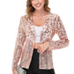 Anna-Kaci Women's Sparkly Sequin Cardigan Long Sleeve Open Front Glitter Party Evening Jacket