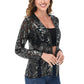 Anna-Kaci Women's Sparkly Sequin Cardigan Long Sleeve Open Front Glitter Party Evening Jacket