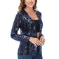 Anna-Kaci Women's Sparkly Sequin Cardigan Long Sleeve Open Front Glitter Party Evening Jacket