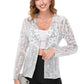 Anna-Kaci Women's Sparkly Sequin Cardigan Long Sleeve Open Front Glitter Party Evening Jacket