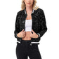 Anna-Kaci Women's Sequin Bomber Jacket with Ribbed Trim and Front Zipper Closure