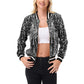 Anna-Kaci Women's Sequin Bomber Jacket with Ribbed Trim and Front Zipper Closure