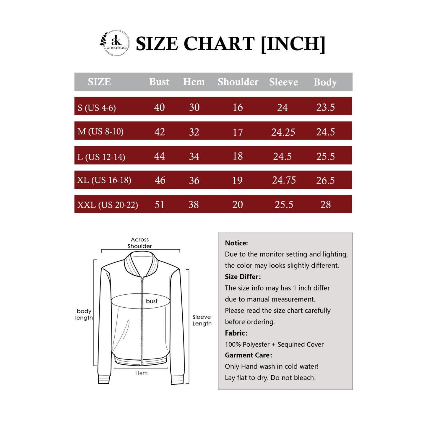 Anna-Kaci Women's Sequin Bomber Jacket with Ribbed Trim and Front Zipper Closure