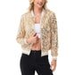 Anna-Kaci Women's Sequin Bomber Jacket with Ribbed Trim and Front Zipper Closure