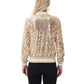 Anna-Kaci Women's Sequin Bomber Jacket with Ribbed Trim and Front Zipper Closure