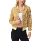 Anna-Kaci Women's Sequin Bomber Jacket with Ribbed Trim and Front Zipper Closure
