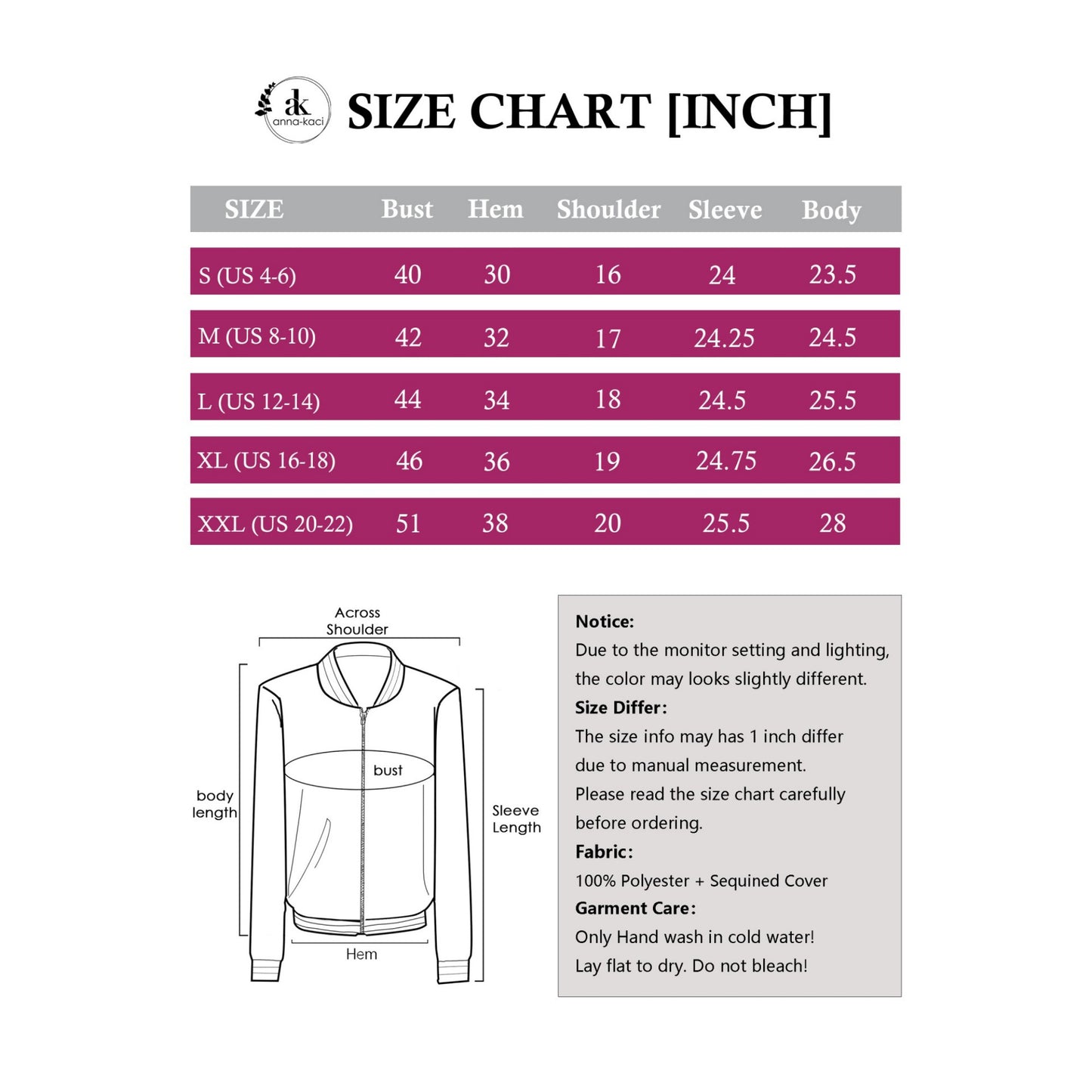 Anna-Kaci Women's Sequin Bomber Jacket with Ribbed Trim and Front Zipper Closure