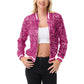 Anna-Kaci Women's Sequin Bomber Jacket with Ribbed Trim and Front Zipper Closure