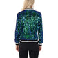 Anna-Kaci Women's Sequin Bomber Jacket with Ribbed Trim and Front Zipper Closure