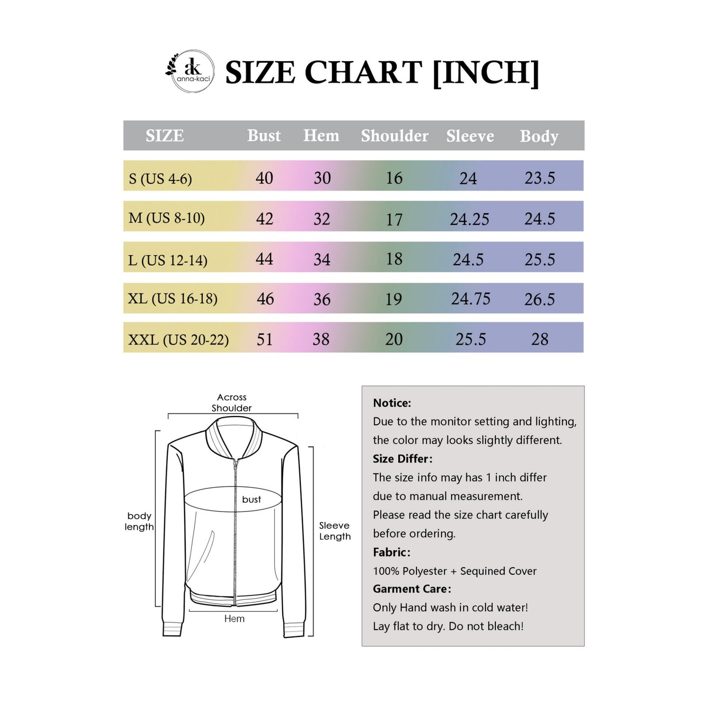 Anna-Kaci Women's Sequin Bomber Jacket with Ribbed Trim and Front Zipper Closure