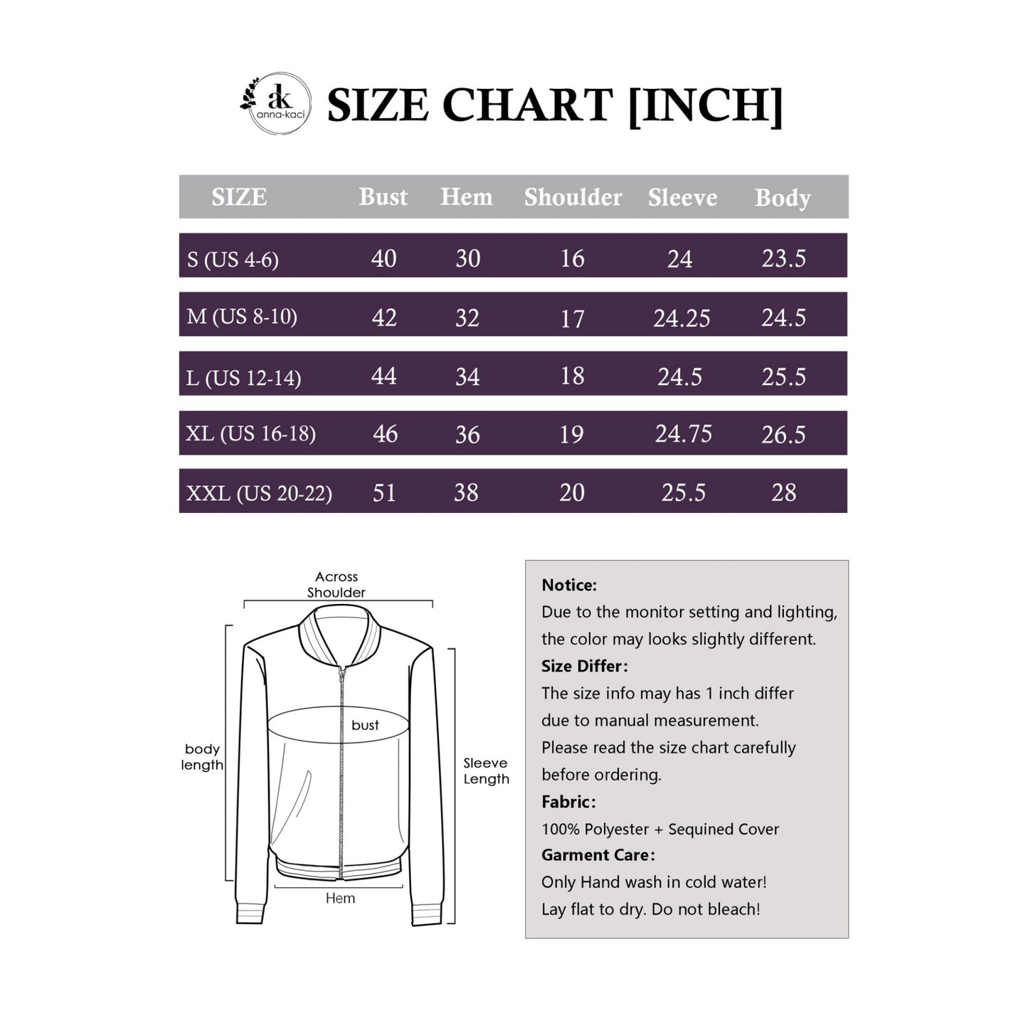 Anna-Kaci Women's Sequin Bomber Jacket with Ribbed Trim and Front Zipper Closure