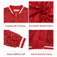 Anna-Kaci Women's Sequin Bomber Jacket with Ribbed Trim and Front Zipper Closure