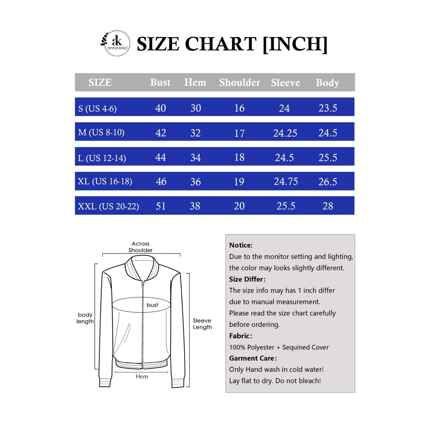 Anna-Kaci Women's Sequin Bomber Jacket with Ribbed Trim and Front Zipper Closure