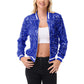 Anna-Kaci Women's Sequin Bomber Jacket with Ribbed Trim and Front Zipper Closure