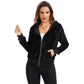 Anna-Kaci Women's Hooded Sequin Jacket with Front Zipper Closure and Ribbed Trim