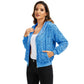 Anna-Kaci Women's Hooded Sequin Jacket with Front Zipper Closure and Ribbed Trim