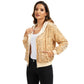 Anna-Kaci Women's Hooded Sequin Jacket with Front Zipper Closure and Ribbed Trim