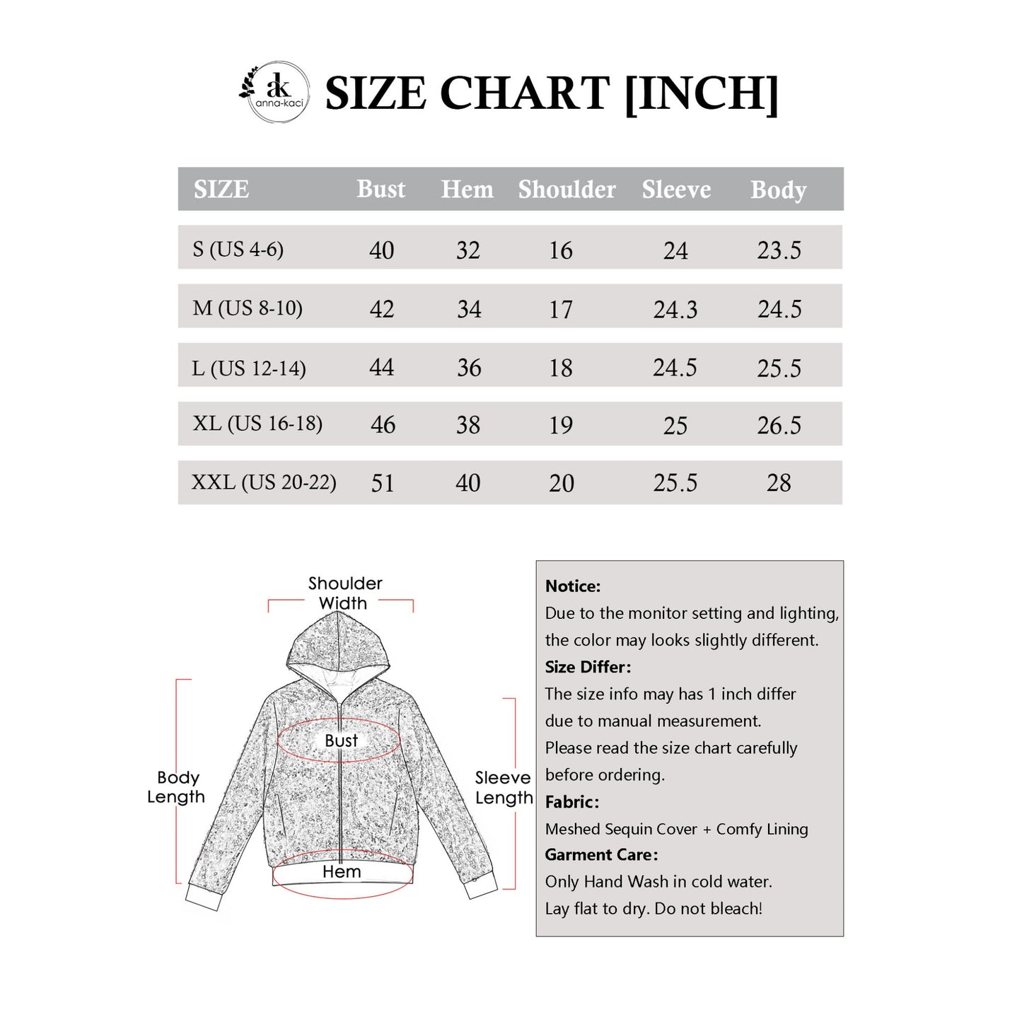 Anna-Kaci Women's Sparkly Sequin Jacket Hooded Glitter Zip Up Bomber Jacket Coat Concert Party Clubwear