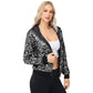 Anna-Kaci Women's Sparkly Sequin Jacket Hooded Glitter Zip Up Bomber Jacket Coat Concert Party Clubwear