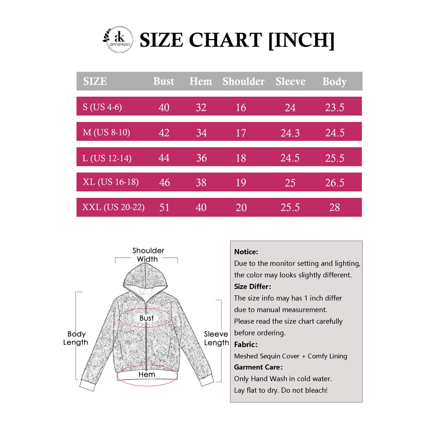 Anna-Kaci Women's Sparkly Sequin Jacket Hooded Glitter Zip Up Bomber Jacket Coat Concert Party Clubwear