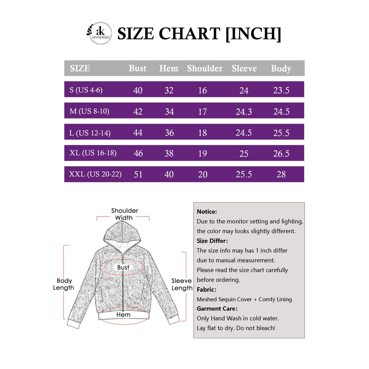Anna-Kaci Women's Sparkly Sequin Jacket Hooded Glitter Zip Up Bomber Jacket Coat Concert Party Clubwear