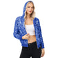 Anna-Kaci Women's Sparkly Sequin Jacket Hooded Glitter Zip Up Bomber Jacket Coat Concert Party Clubwear