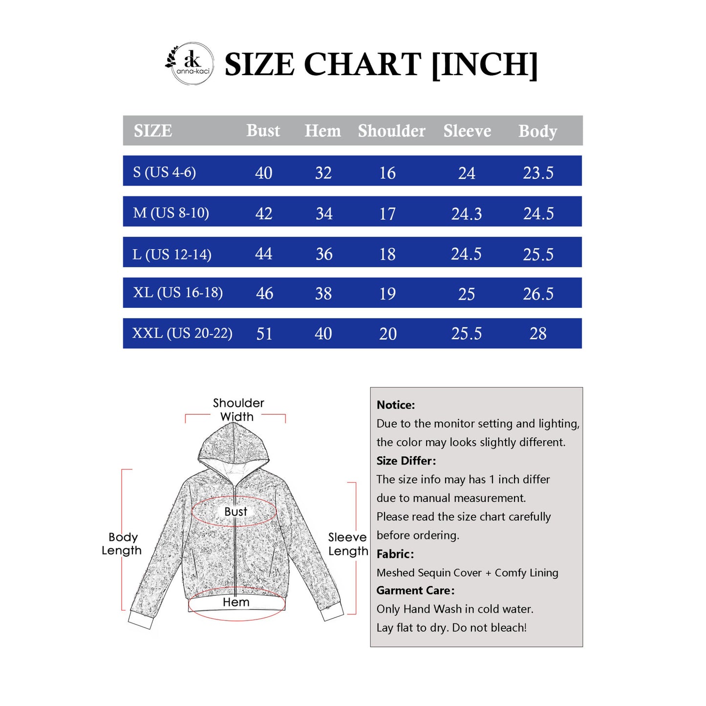 Anna-Kaci Women's Sparkly Sequin Jacket Hooded Glitter Zip Up Bomber Jacket Coat Concert Party Clubwear