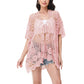 Anna-Kaci Crochet Lace Cardigan Kimono Top with Boho Floral Patterns for Beach