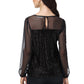 Anna-Kaci Women's Long Sleeve Sequin Blouse Sheer Mesh Top Sparkly Shirt for Holiday Party