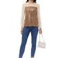 Anna-Kaci Women's Long Sleeve Sequin Blouse Sheer Mesh Top Sparkly Shirt for Holiday Party