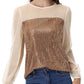 Anna-Kaci Women's Long Sleeve Sequin Blouse Sheer Mesh Top Sparkly Shirt for Holiday Party