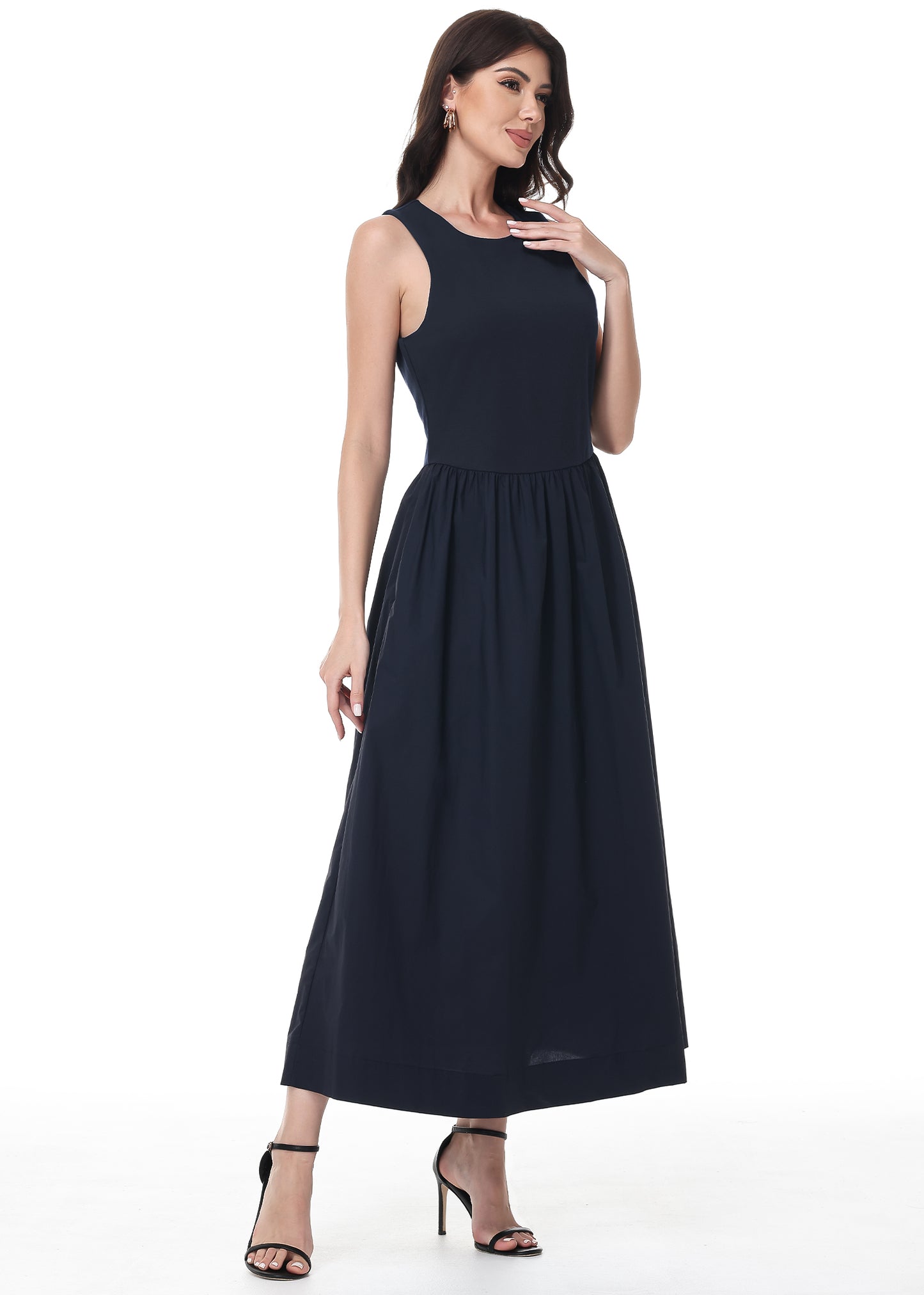 Anna-Kaci Womens Summer Sleeveless Maxi Dresses with Pockets Round Neck A Line Formal Wedding Guest Dress