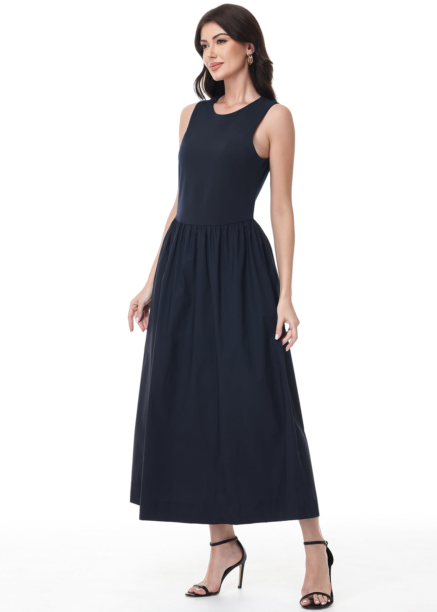 Anna-Kaci Womens Summer Sleeveless Maxi Dresses with Pockets Round Neck A Line Formal Wedding Guest Dress
