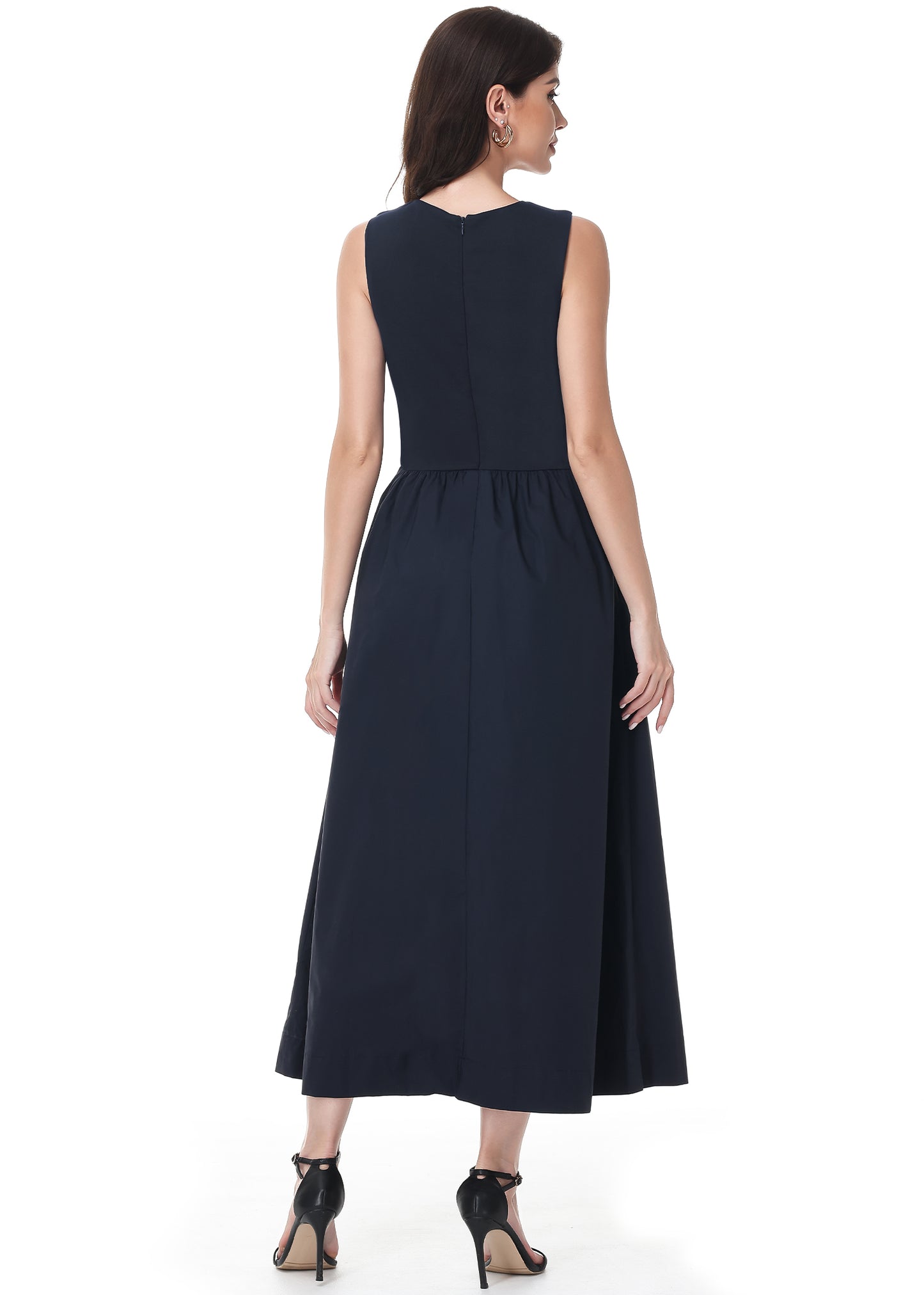 Anna-Kaci Womens Summer Sleeveless Maxi Dresses with Pockets Round Neck A Line Formal Wedding Guest Dress