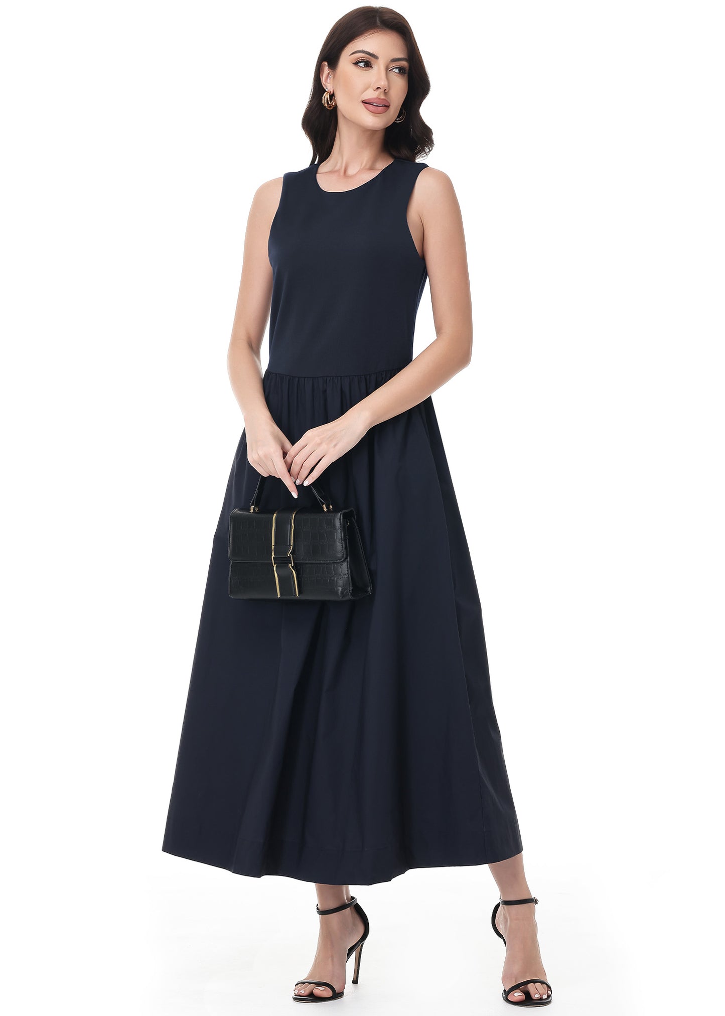 Anna-Kaci Womens Summer Sleeveless Maxi Dresses with Pockets Round Neck A Line Formal Wedding Guest Dress