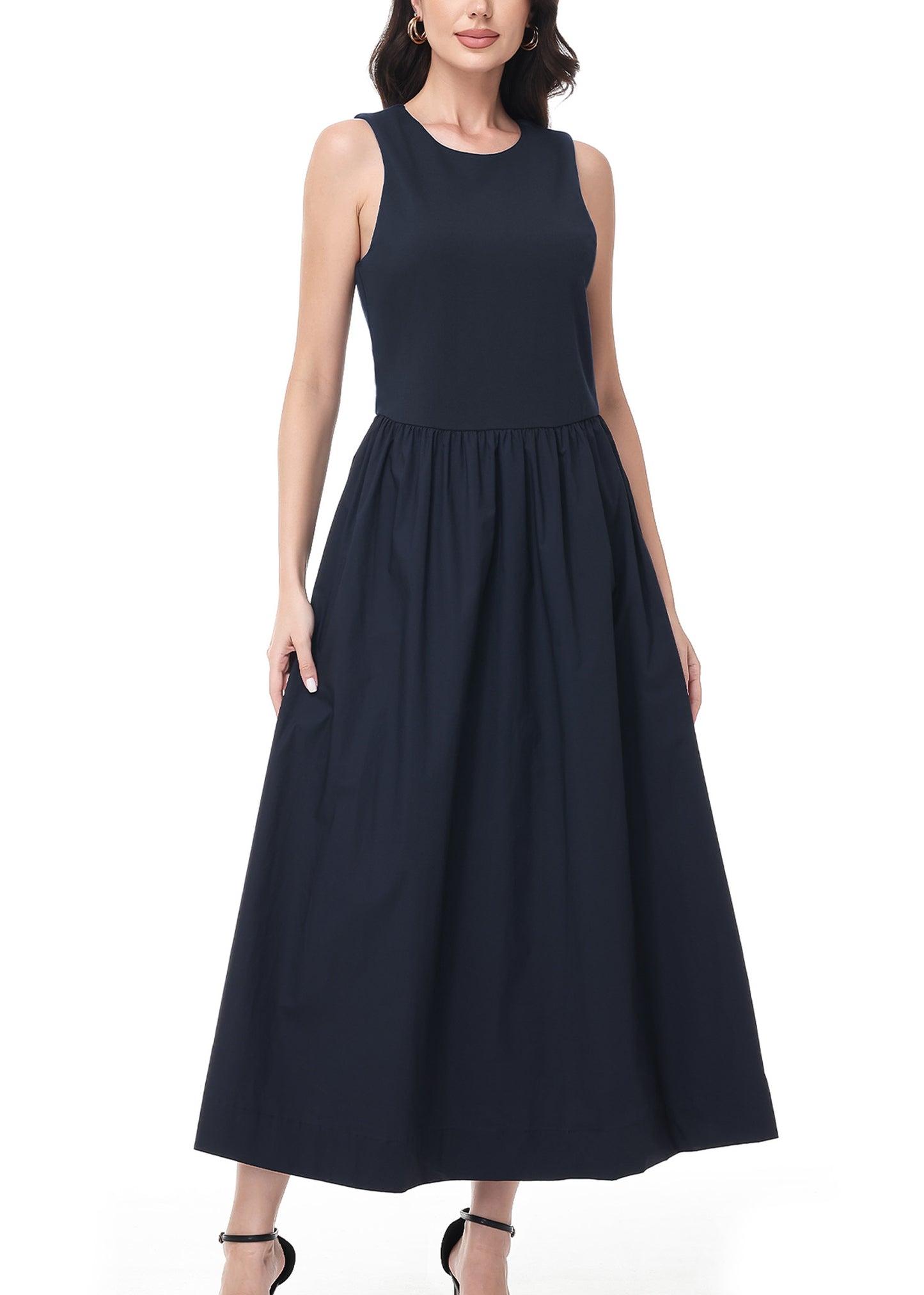 Anna-Kaci Womens Summer Sleeveless Maxi Dresses with Pockets Round Neck A Line Formal Wedding Guest Dress