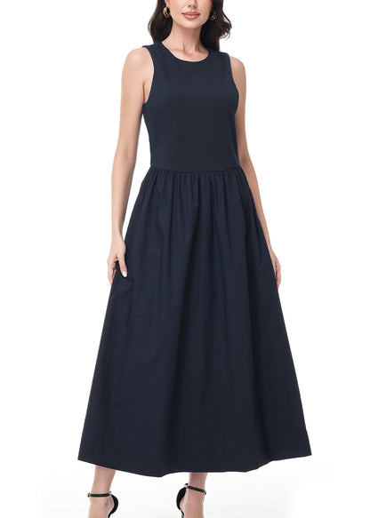 Anna-Kaci Womens Summer Sleeveless Maxi Dresses with Pockets Round Neck A Line Formal Wedding Guest Dress