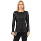 Anna-Kaci Women's Long Sleeve Sequin Top with Crew Neck and Fitted Silhouette